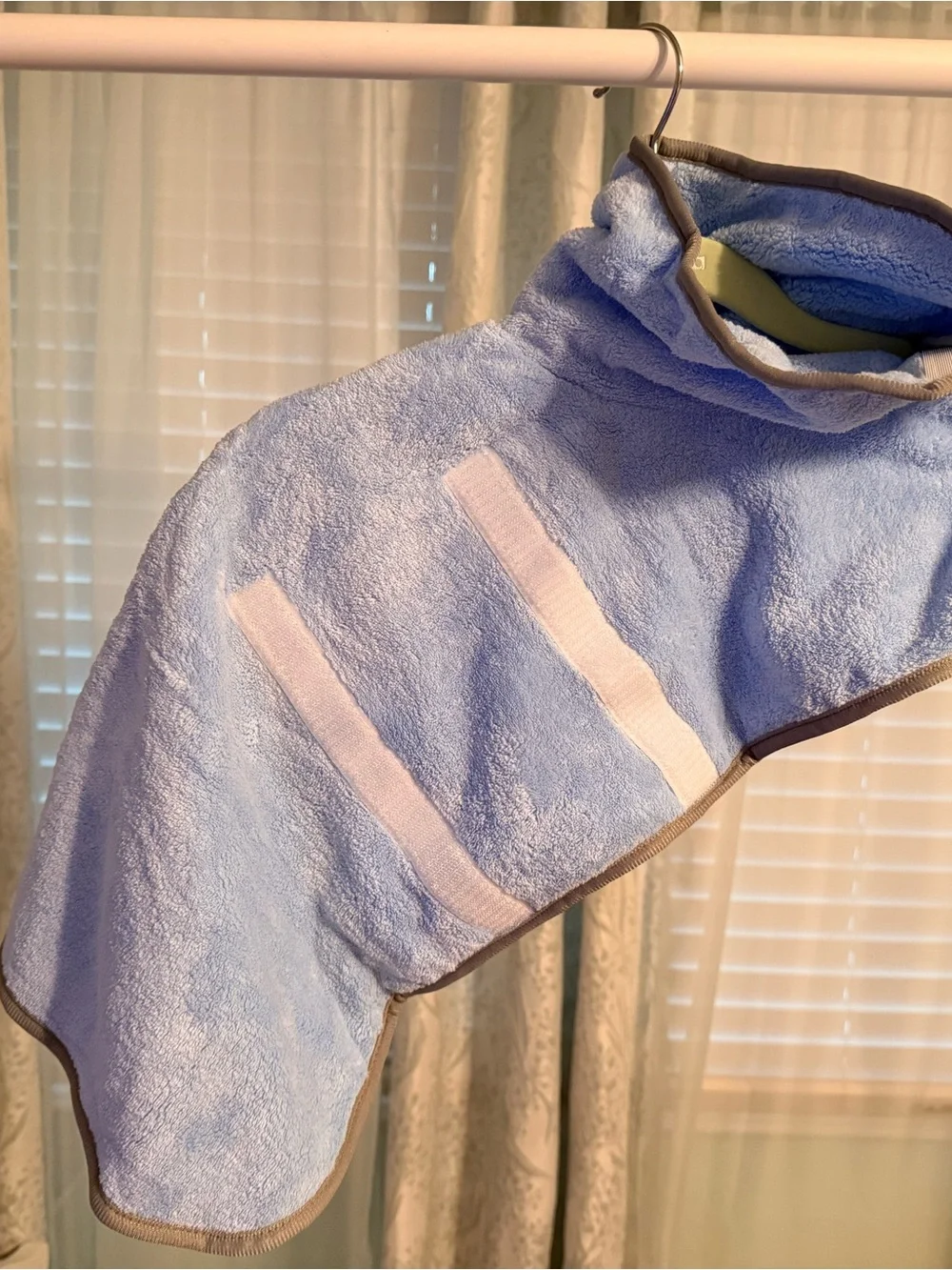Light Blue Microfiber Dog Drying Coat - Gentle Absorbent Pet Towel-NWOT